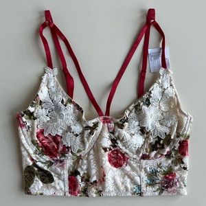 Floral Embroidered Bra